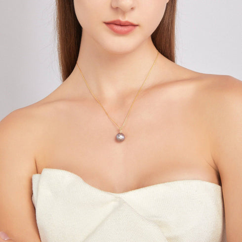 12-13mm Purple Freshwater Pearl & Y Shape Necklace - House Of Pearls